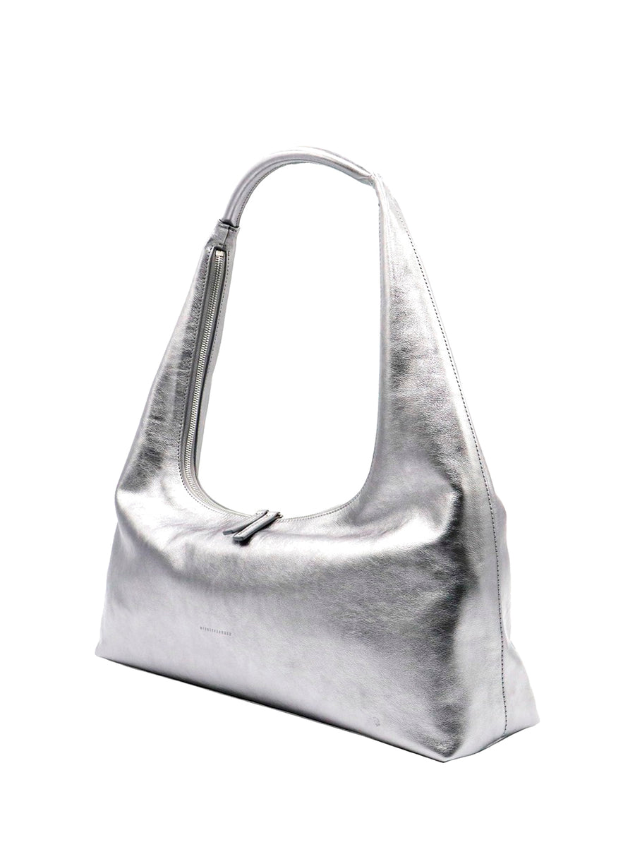 Hobo shoulder metallic silver foiled plain