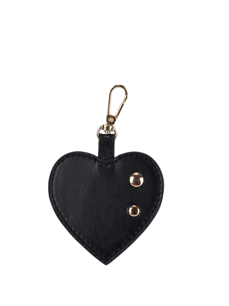 Heart Rivet bag charm Silky Black w. Gold - Ferent Bags 