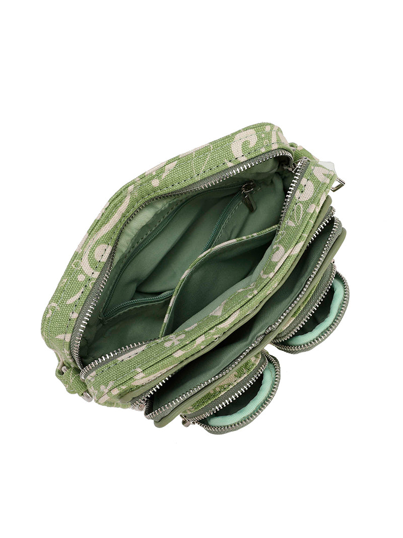 Helena Organic Canvas green w. print - Ferent Bags 