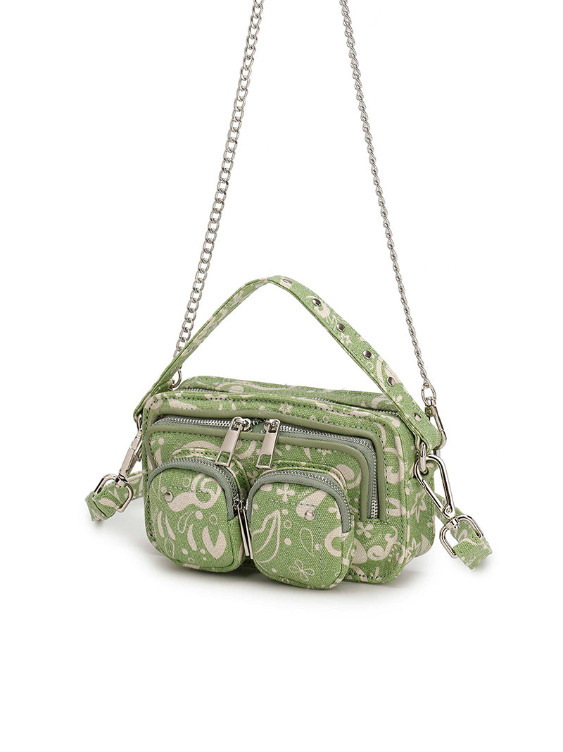 Helena Organic Canvas green w. print - Ferent Bags 