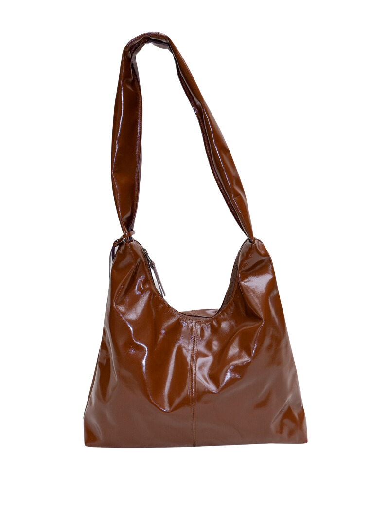 M Crossbody Bag glossy brown - Ferent Bags 