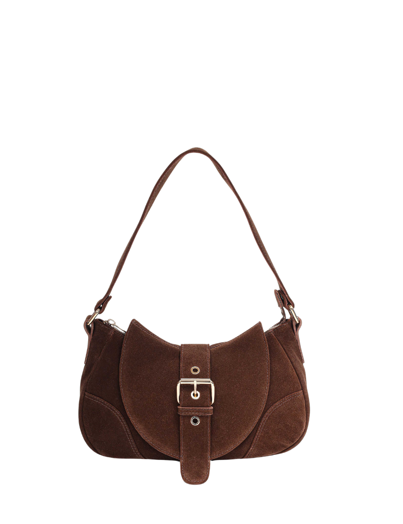 Maria suede brown w. gold - Ferent Bags 