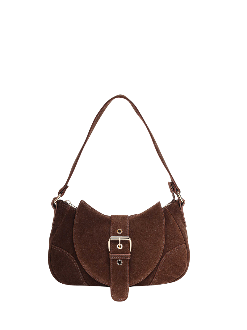 Maria suede brown w. gold - Ferent Bags 