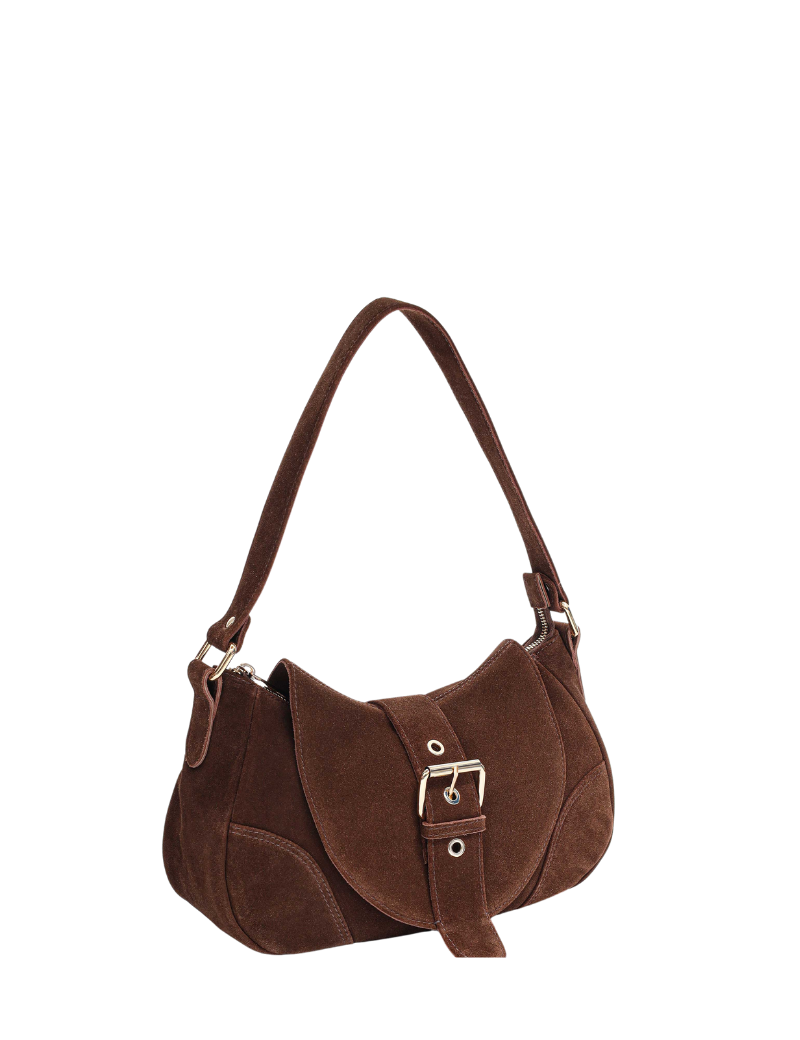 Maria suede brown w. gold - Ferent Bags 