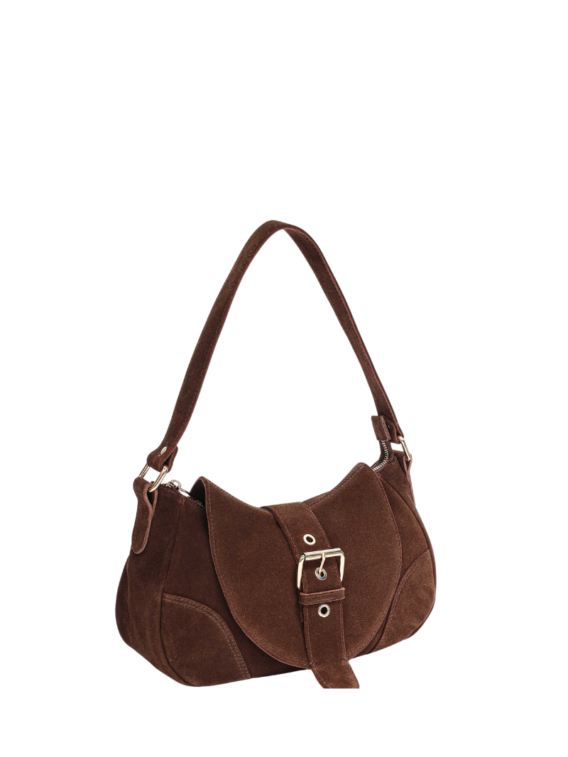 Maria suede brown w. gold - Ferent Bags 