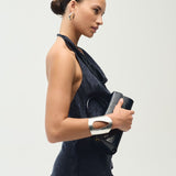Mini Longa cavolo nero croco embossed leather