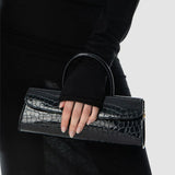 Mini Longa cavolo nero croco embossed leather