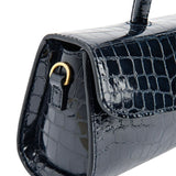 Mini Longa cavolo nero croco embossed leather