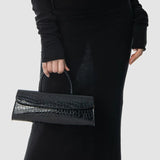 Mini Longa cavolo nero croco embossed leather