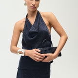 Mini Longa cavolo nero croco embossed leather