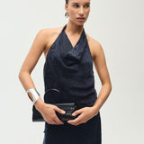 Mini Longa cavolo nero croco embossed leather