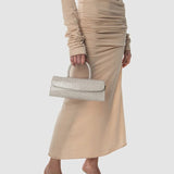 Mini Longa arctic cloud croco embossed leather