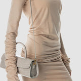 Mini Longa arctic cloud croco embossed leather