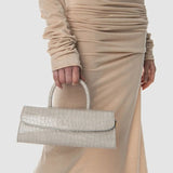Mini Longa arctic cloud croco embossed leather