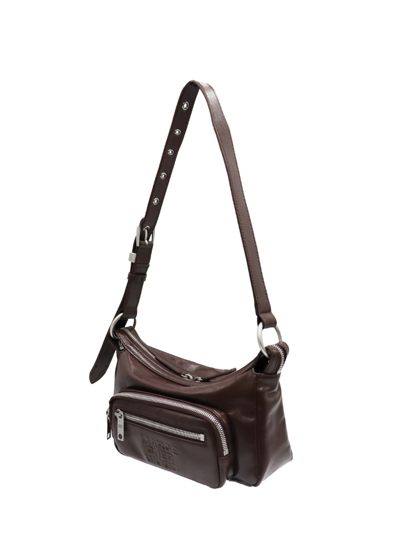 Outpocket Hobo Mini dark brown glossy plain - Ferent Bags 