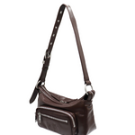 Outpocket Hobo Mini dark brown glossy plain - Ferent Bags 