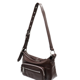 Outpocket Hobo Mini dark brown glossy plain - Ferent Bags 