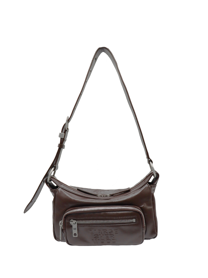 Outpocket Hobo Mini dark brown glossy plain - Ferent Bags 