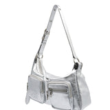 Outpocket Hobo metallic silver foiled plain