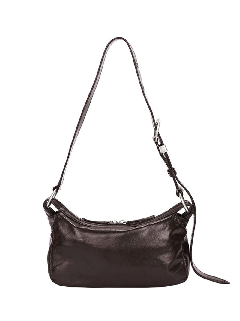 Outpocket Hobo Mini dark brown glossy plain - Ferent Bags 