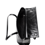Row Tote Black creased leather
