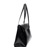 Row Tote Black creased leather
