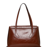 Row Tote Brown creased leather