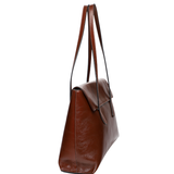 Row Tote Brown creased leather