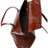 Row Tote Brown creased leather