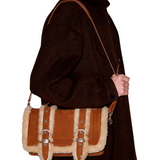 Shearing Belted Satchel chestnut nubuck + beige 