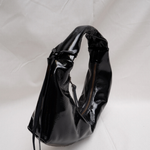 Slouchy Shoulder Bag crushed patent black - Ferent Bags 