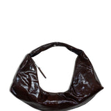 Slouchy Shoulder Bag crushed patent coffee