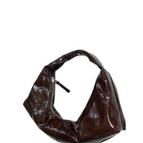 Slouchy Shoulder Bag crushed patent coffee
