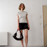 Slouchy Shoulder Bag crushed patent coffee