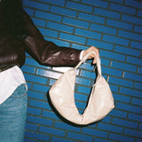 Slouchy Shoulder Bag crushed patent sand - Ferent Bags 