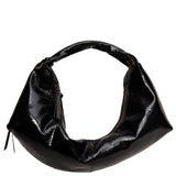 Slouchy Shoulder Bag crushed patent black