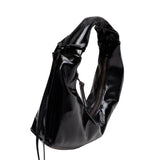 Slouchy Shoulder Bag crushed patent black