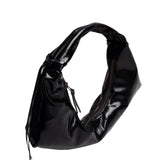 Slouchy Shoulder Bag crushed patent black