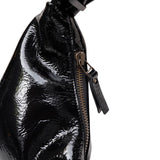 Slouchy Shoulder Bag crushed patent black