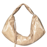 Slouchy Shoulder Bag crushed patent sand