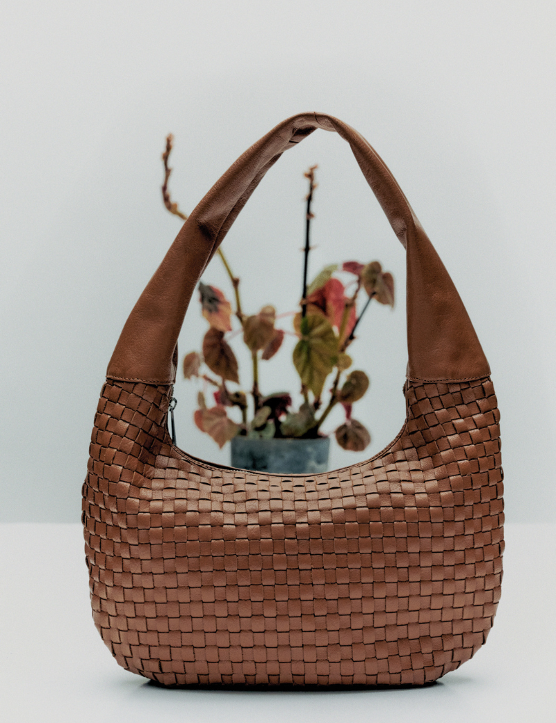 Small Gabi braided mountain cognac - Ferent Bags 