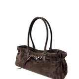 Soft Grandma shoulder ash brown suede