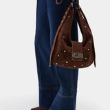 Vixen brown suede studs bag