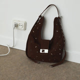 Vixen brown suede studs bag