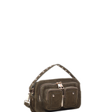 Helena Suede dark olive w. gold