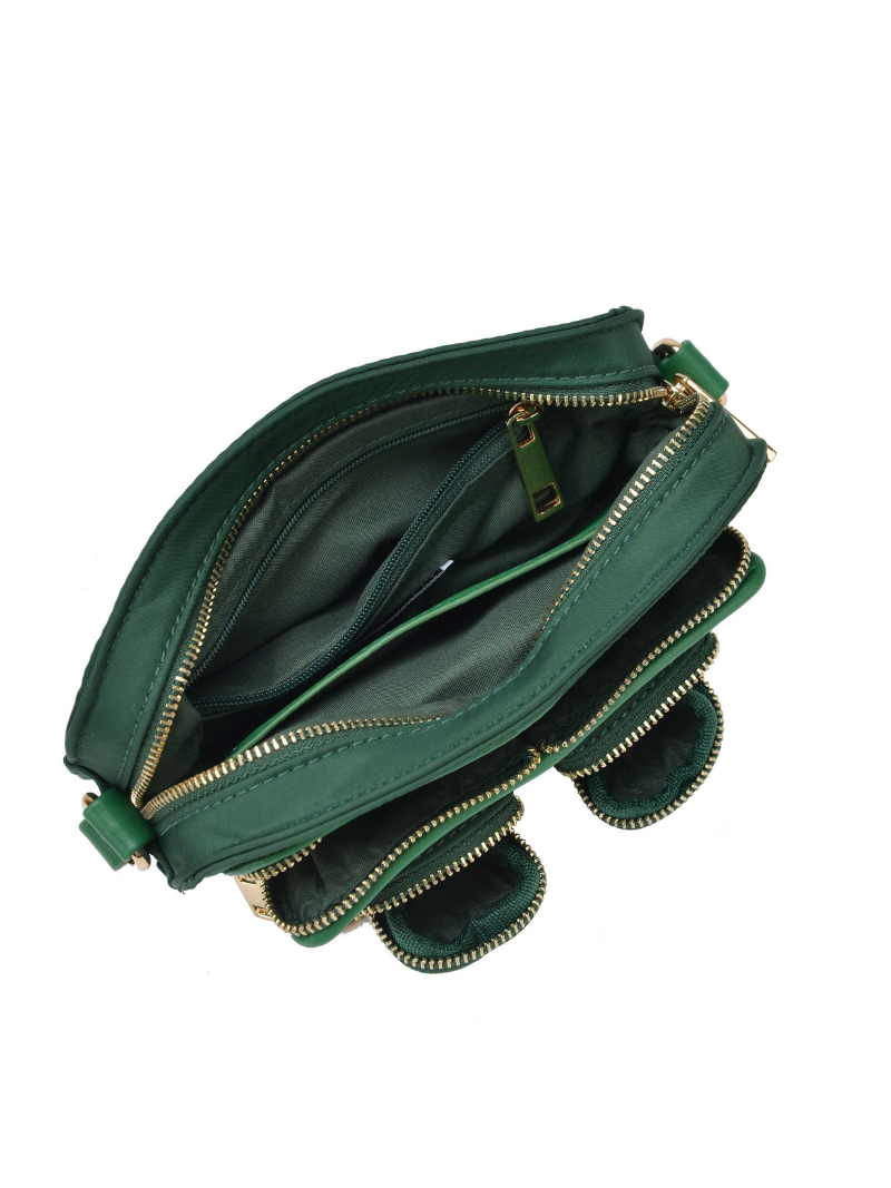 Helena Recycled Nylon dark green w. gold - Ferent Bags 