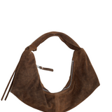 Slouchy Shoulder Bag dark brown suede
