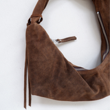 Slouchy Shoulder Bag dark brown suede