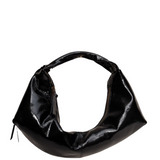 Slouchy Shoulder Bag crushed patent black