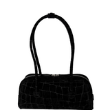 Soft Boston EW black croc effect suede
